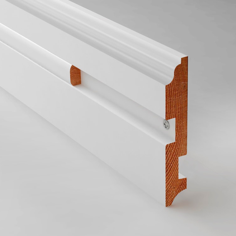 Плинтус №11, массив, Береза 20x120x2100 мм, Белый, 2784-1664