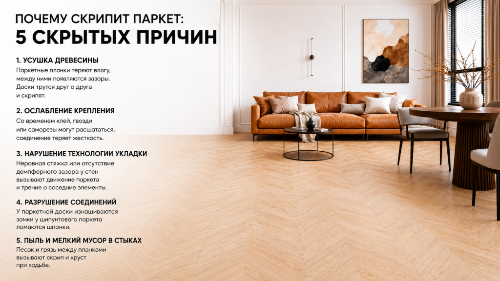 Почему паркет начинает издавать звуки: пять скрытых причин